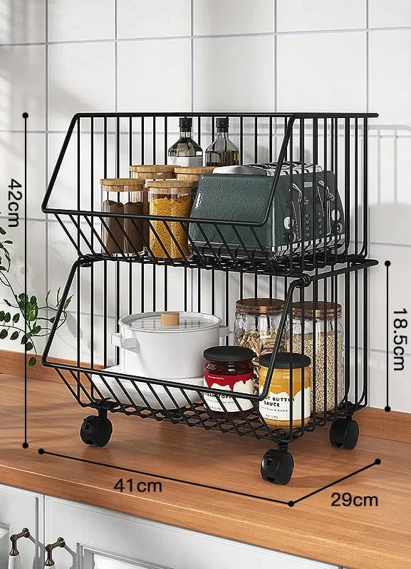 Multi-Layer Rotating Storage Basket - Movable Kitchen Vegetable Rack