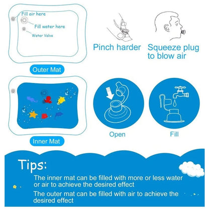 Inflatable Water Play Mat - Tummy Time Activity Pad for Babies
