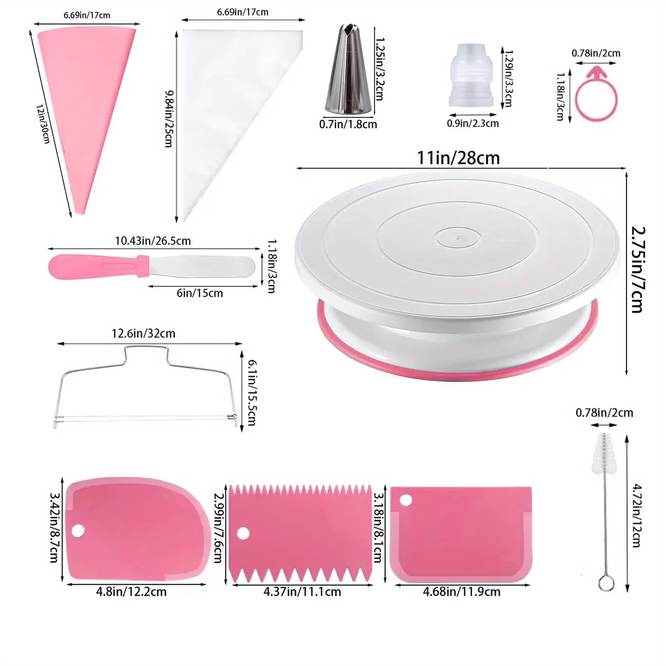 80PCS Cake Decorating Set Non-Slip Turntable 14 Piping Tips Tools