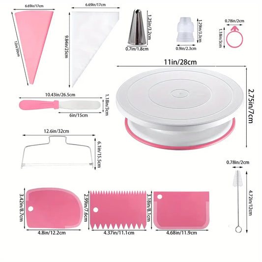 80PCS Cake Decorating Set Non-Slip Turntable 14 Piping Tips Tools