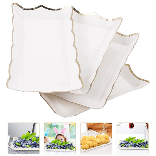 4Pc Paper Lace Cake Pan Set - Disposable Fruit Tray Serving Platters