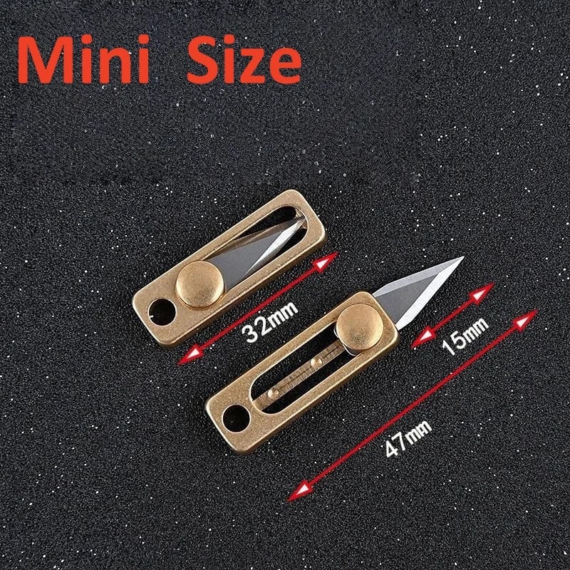 Mini Brass Push Knife Keychain - EDC Package Opener & Camping Tool
