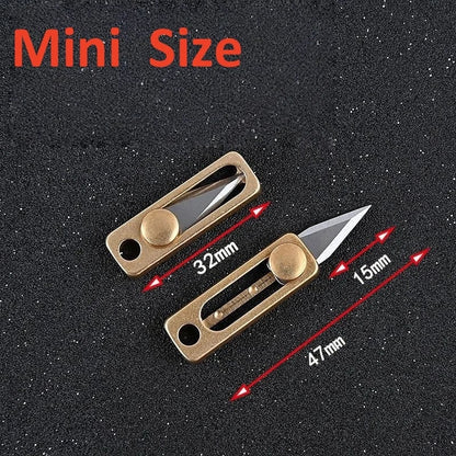 Mini Brass Push Knife Keychain - EDC Package Opener & Camping Tool