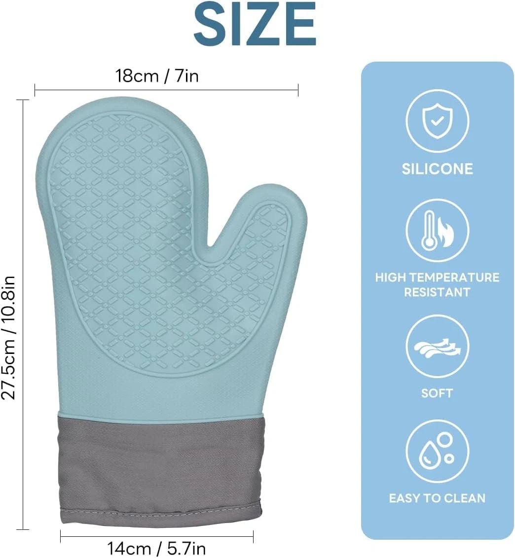 Heat Resistant Silicone Oven Gloves 600°F - 2 Piece Non-Slip Set