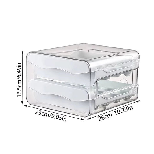 2-Layer Drawer Egg Storage Box - Large Capacity Refrigerator Organizer