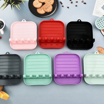 Non-Slip Kitchen Organizer Shelf - Pot Lids, Spoons & Chopsticks Rest