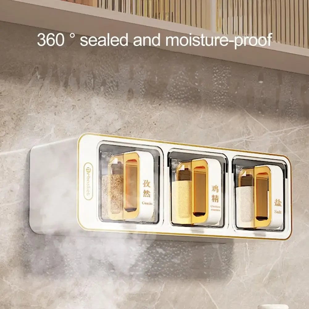 Wall-Mounted Spice Rack Set with Magnetic Containers & Spoons