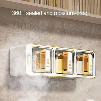 Wall-Mounted Spice Rack Set with Magnetic Containers & Spoons