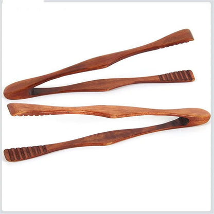 Bamboo Kitchen Tongs - Natural Wood BBQ Food Serving Utensil Tool