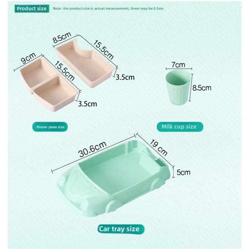 Bamboo Fiber Car Shaped Baby Feeding Bowl with Divided Grids