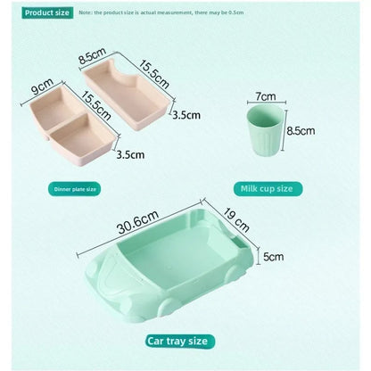 Bamboo Fiber Car Shaped Baby Feeding Bowl with Divided Grids