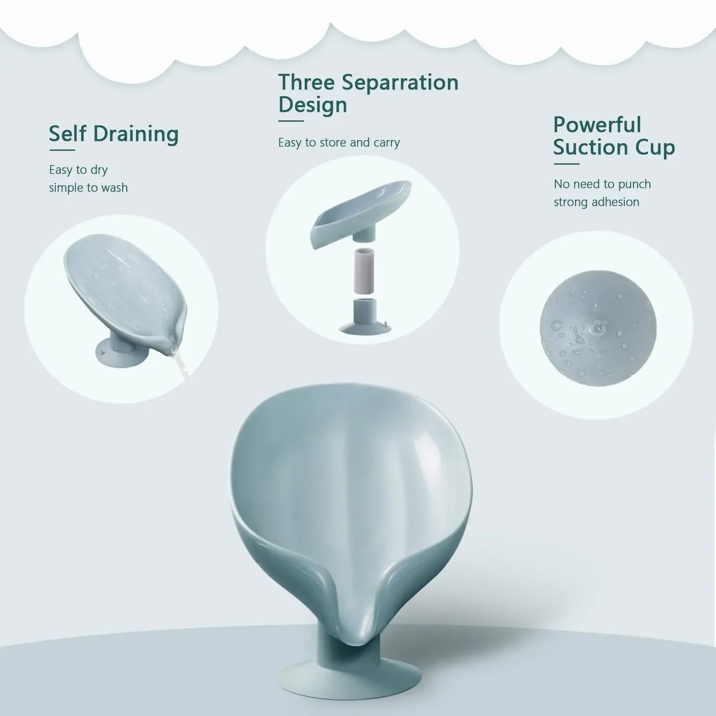 Self-Draining Leaf Shape Soap Holder - Extends Bar Soap Life