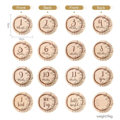 Wooden Baby Milestone Number Cards Monthly Newborn Photography Props
