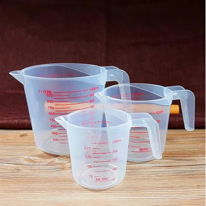 3pcs PVC Measuring Cups Set 1000/500/250ml Baking Liquid Beakers