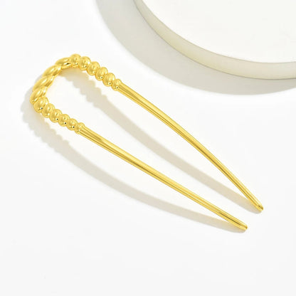 Metal Alloy U-Shaped Hair Forks Hammer Pattern Hairpins Women