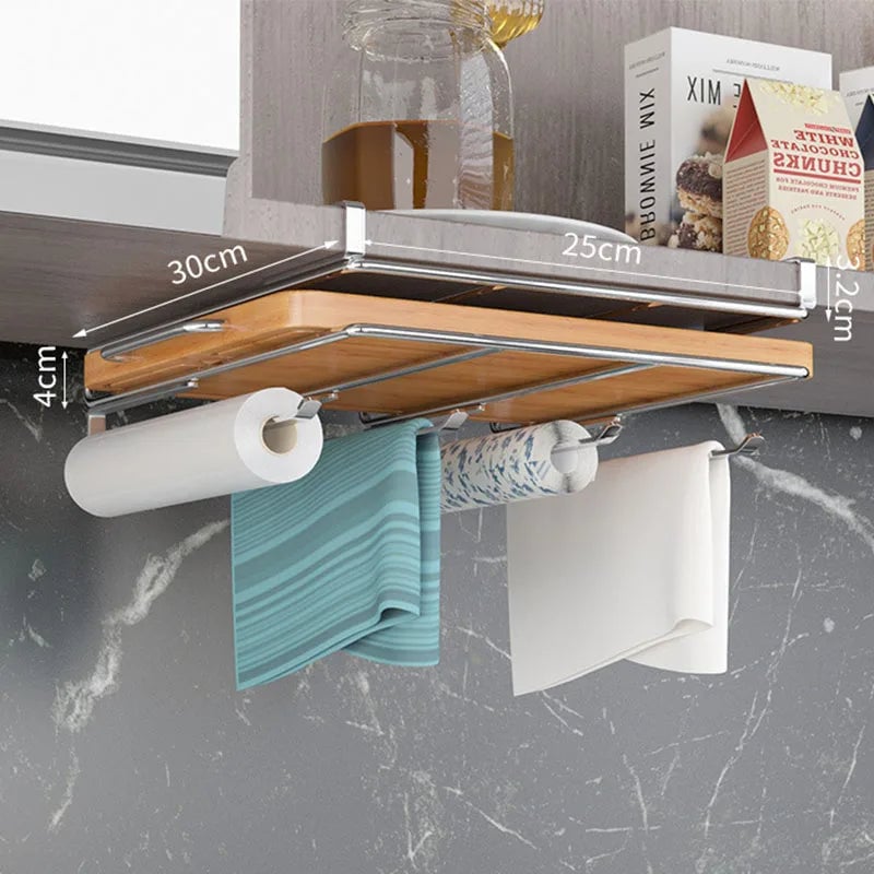 Under Cabinet Storage Basket Rack - Kitchen Cutting Board Organizer