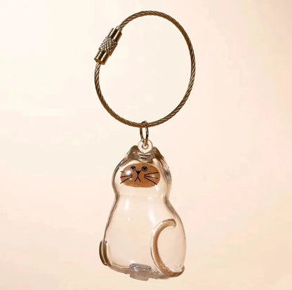 Cat Fur Memorial Resin Keepsake Capsule Keychain Pet Hair Pendant