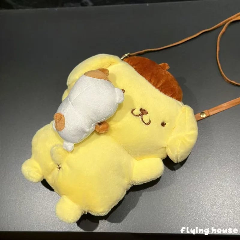 Pompompurin Plush Crossbody Phone Bag - Soft Doll Purse Shoulder Bag