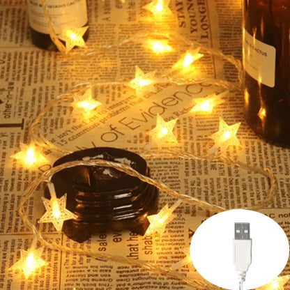 LED Star String Lights 20ft USB Battery Warm White Fairy Lights