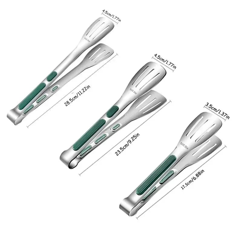 Stainless Steel Food Tongs Non-Slip Grip BBQ Grill Kitchen