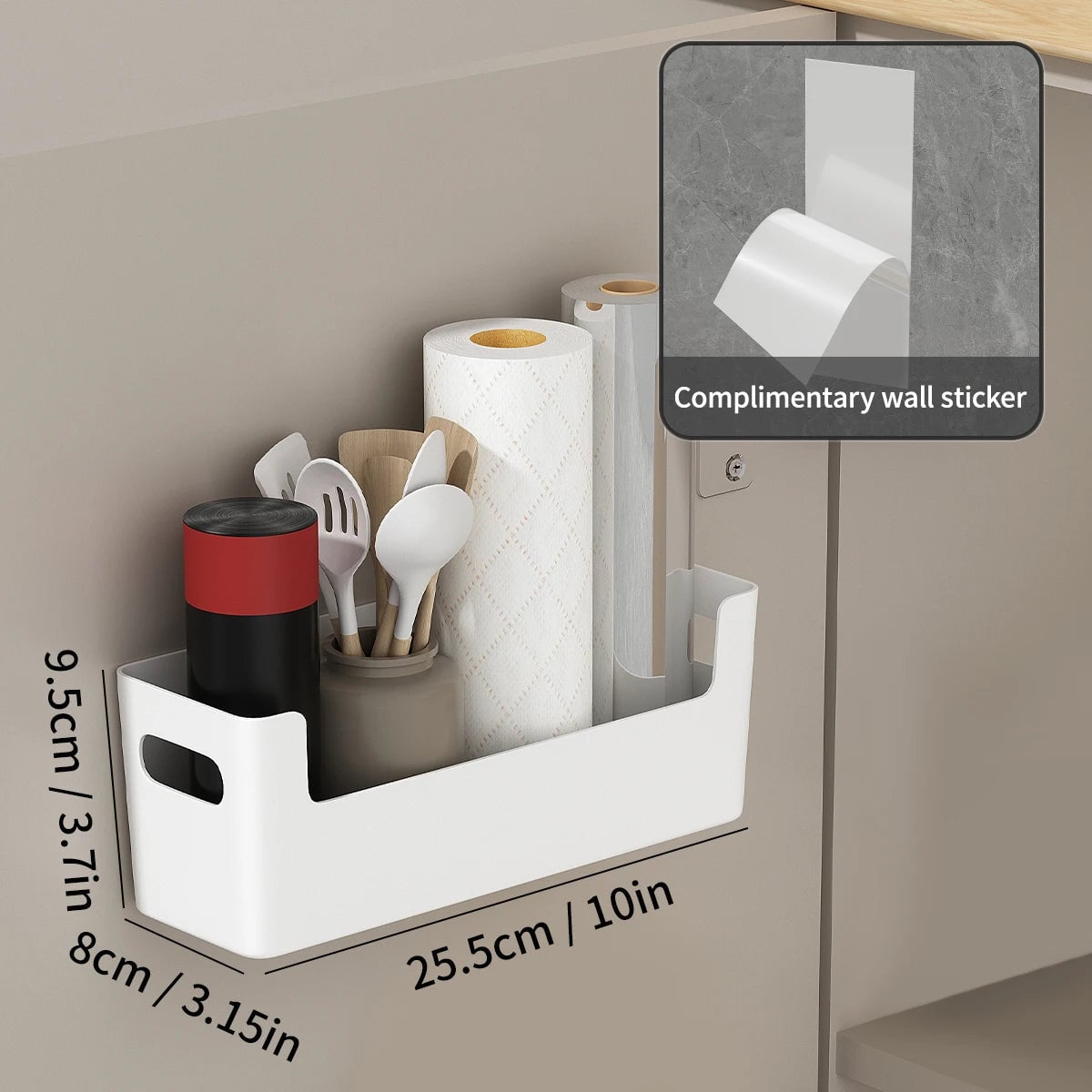 Wall Mount Cabinet Door Storage Box with Cling Film Hooks Bathroom