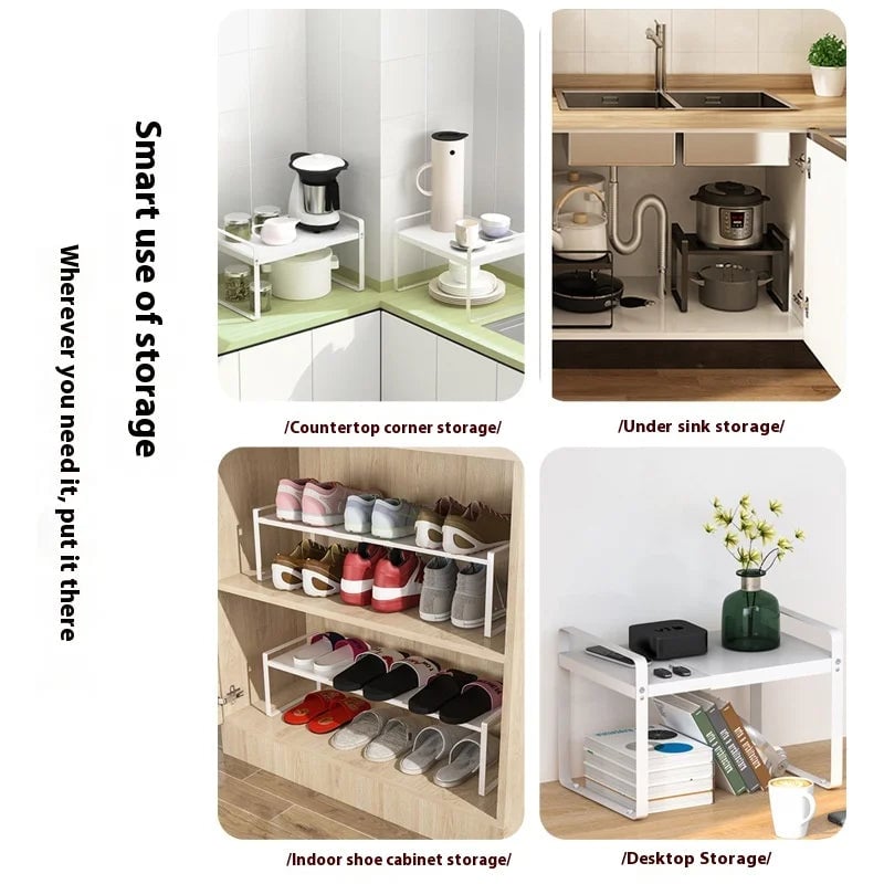 3-Tier Microwave Rack Retractable Countertop Kitchen Organizer