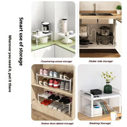 3-Tier Microwave Rack Retractable Countertop Kitchen Organizer