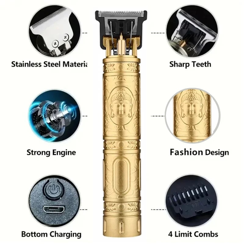 USB Electric Hair Clipper Beard Trimmer Dragon Buddha Design Pro