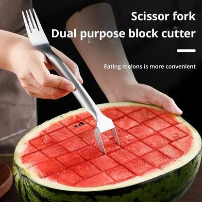 2-in-1 Stainless Steel Watermelon Slicer Cutter Fork Tool