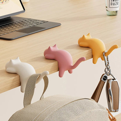 Cat Shaped No Trace Wall Hooks - Damage-Free Adhesive Mount Clips