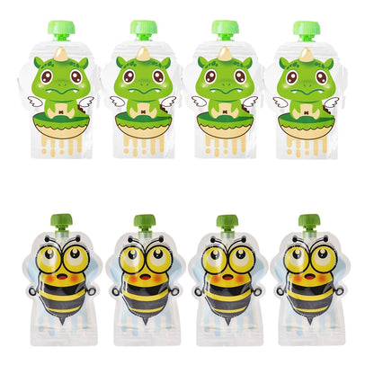 8pcs 148ml Reusable Squeeze Bottles Food Storage Bags for Toddlers