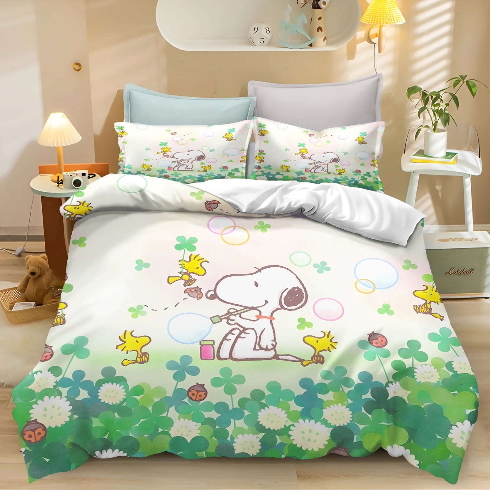 Snoopy Peanuts 3D King Size Duvet Cover Comforter Bedding Set