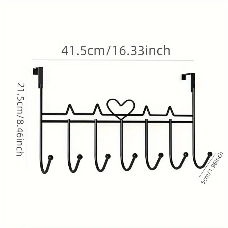 7Hook Heart-Shaped Punch-Free Door Organizer Rack Storage Hanger