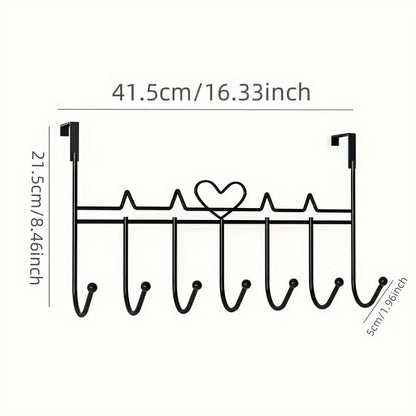 7Hook Heart-Shaped Punch-Free Door Organizer Rack Storage Hanger