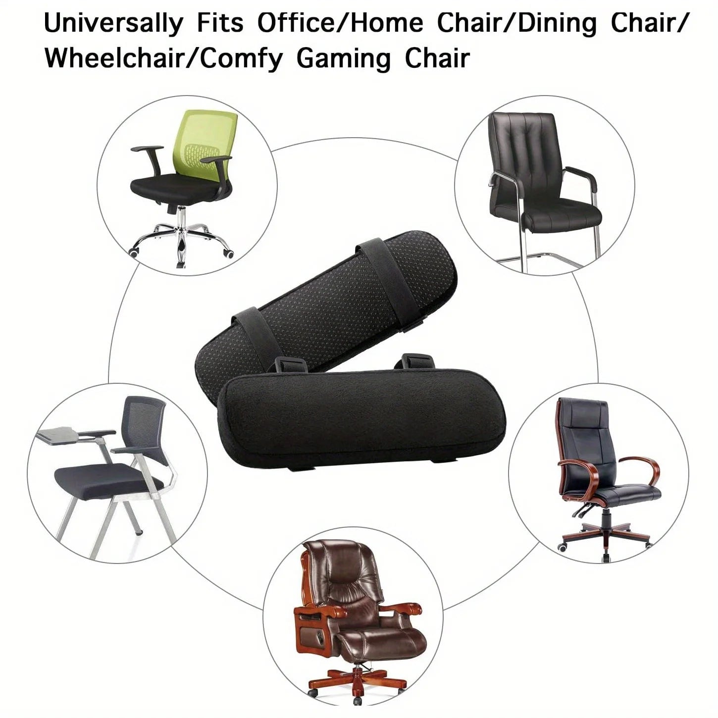 Memory Foam Armrest Pads - Office Chair Elbow Support Cushion