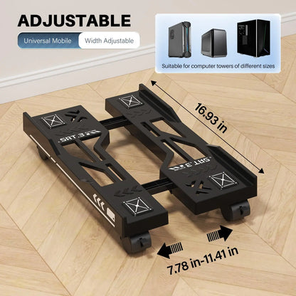 Adjustable CPU Stand Mobile Computer Tower Cart Rolling Wheels