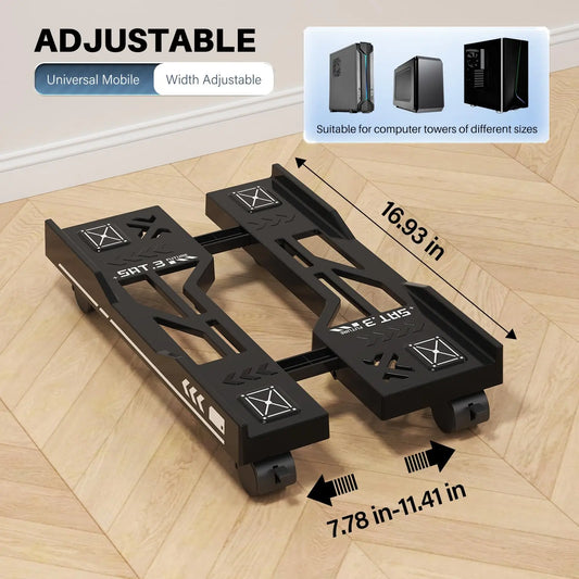 Adjustable CPU Stand Mobile Computer Tower Cart Rolling Wheels