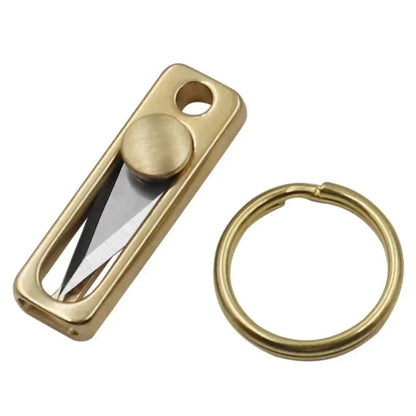 Mini Brass Steel Utility Knife Keychain - Portable Survival Tool