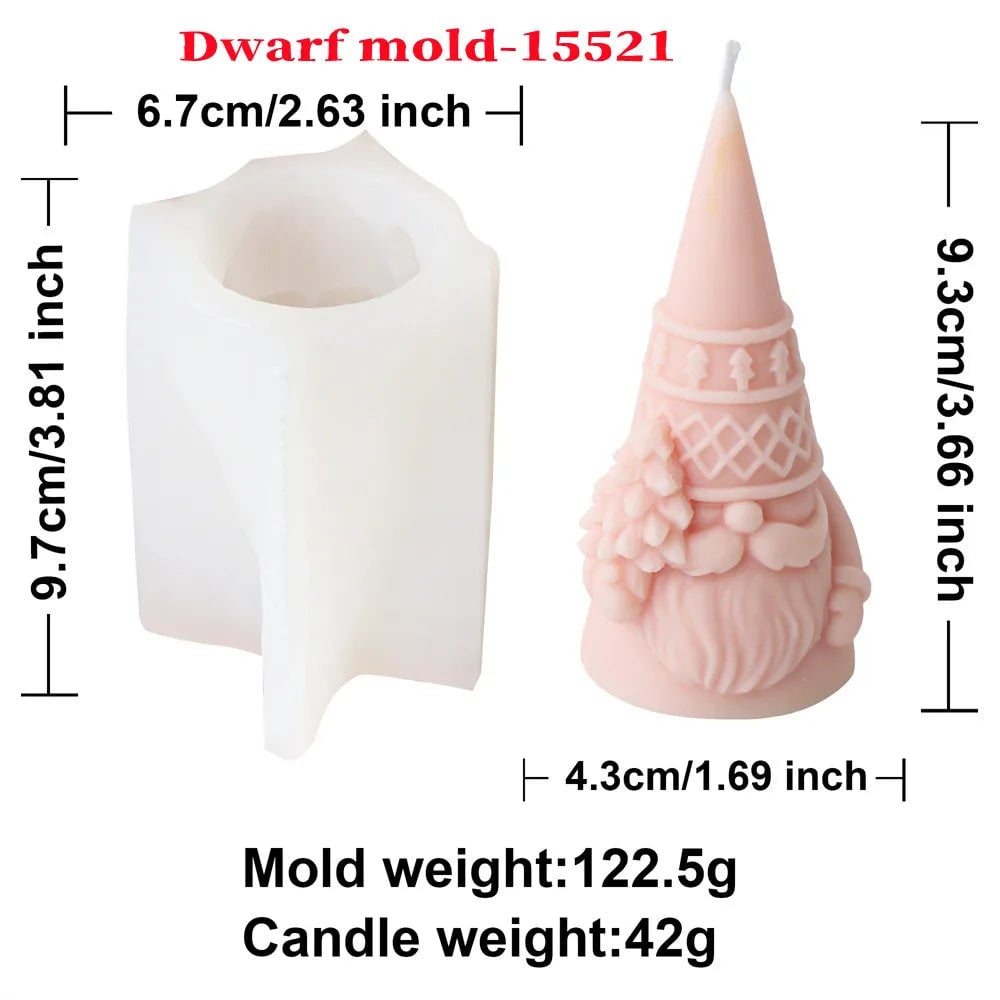3D Silicone Dwarf Candle Mold - Christmas Plaster Resin Crafting Tool