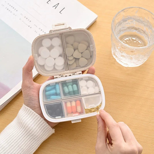 8 Grid Wheat Straw Pill Organizer with Seal Ring Travel Medicine Box
