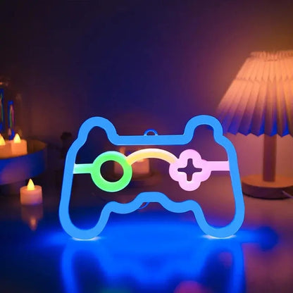 LED Game Controller Neon Sign Light - USB/Battery Gaming Room Decor