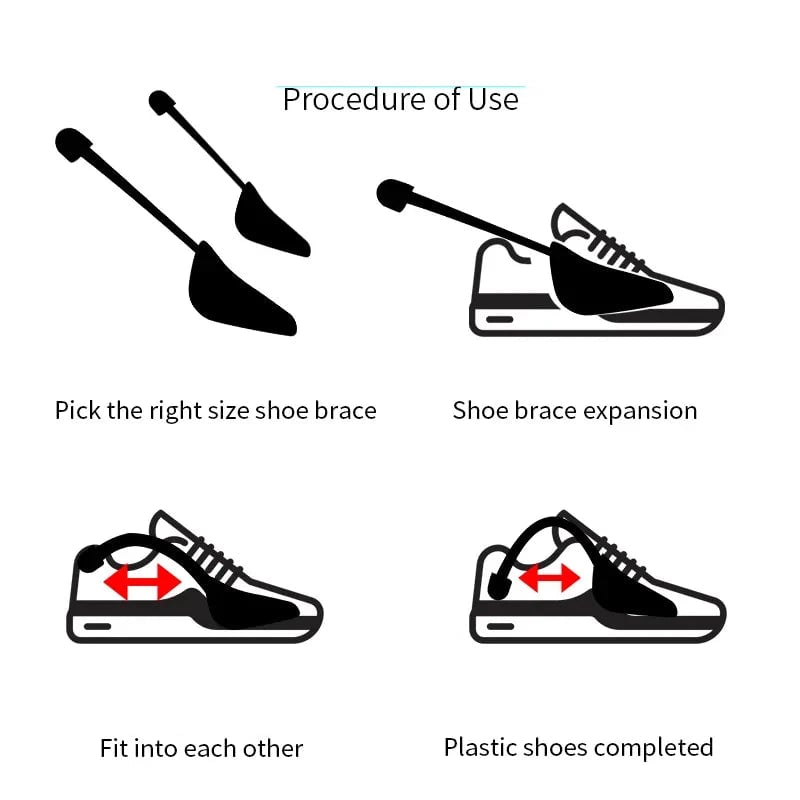 Adjustable 2-Way Shoe Stretcher Black Plastic Women Men Pair