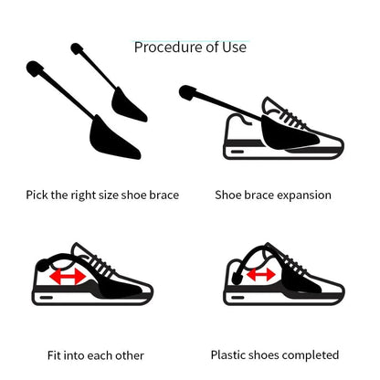 Adjustable 2-Way Shoe Stretcher Black Plastic Women Men Pair