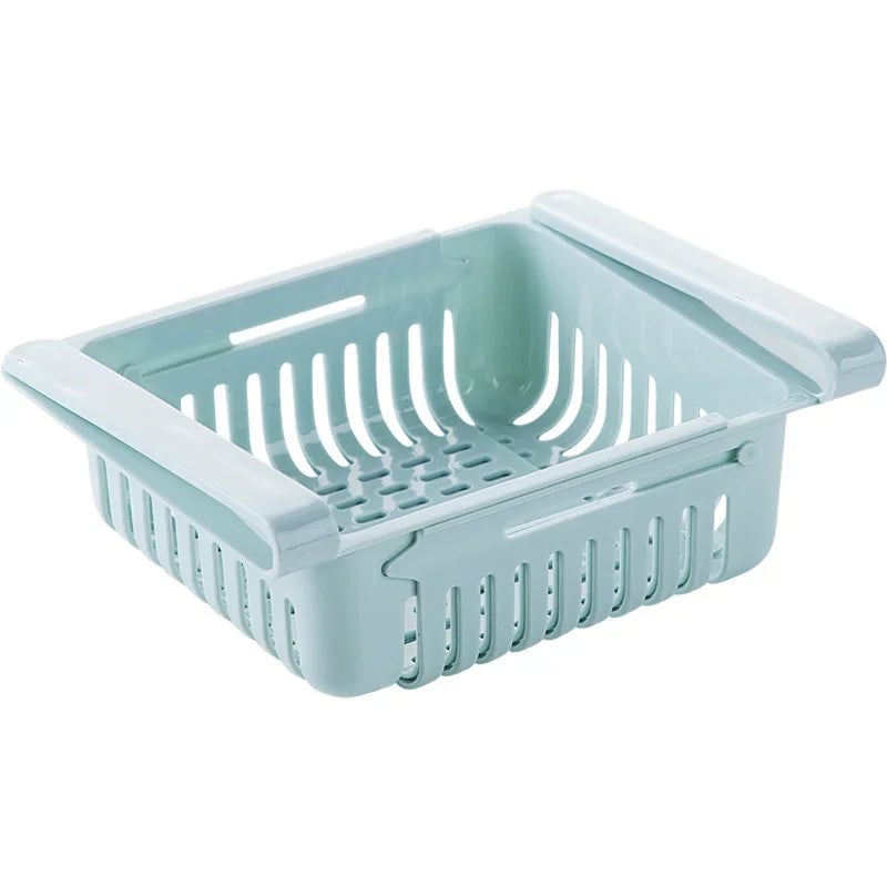 Adjustable Pull-Out Kitchen Fridge Storage Rack Drawer Organizer