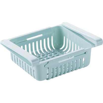 Adjustable Pull-Out Kitchen Fridge Storage Rack Drawer Organizer