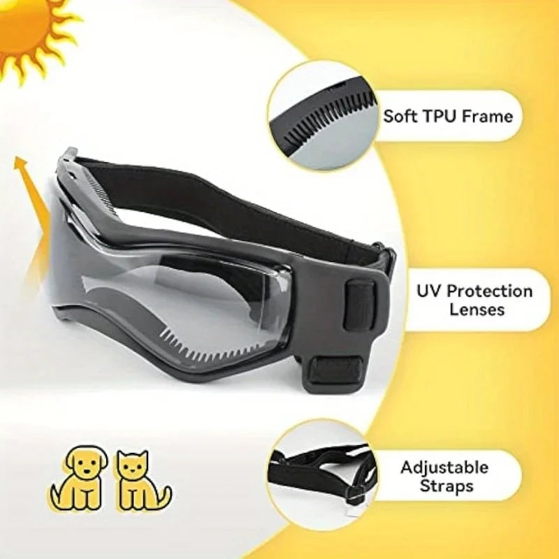 UV Protective Dog Goggles - Anti-Wind Sunglasses for Small Medium Dogs