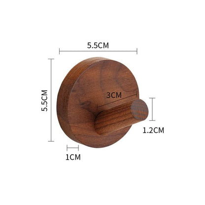 Self-Adhesive Natural Wood Wall Hooks - Modern Coat Hat Key Hanger