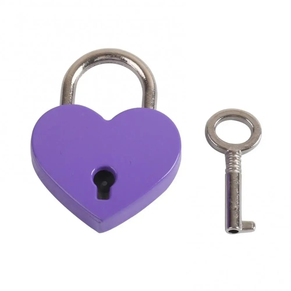 Heart Shape Mini Padlock Luggage Lock with Key - Vintage Style