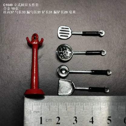1:12 Scale Alloy Mini Kitchen Cookware Set Dollhouse Utensils