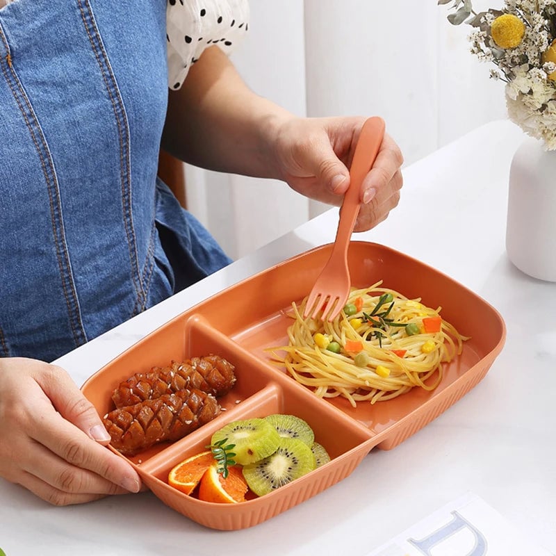 3 Compartment Portion Control Plate Microwave Safe Diet Dinnerware